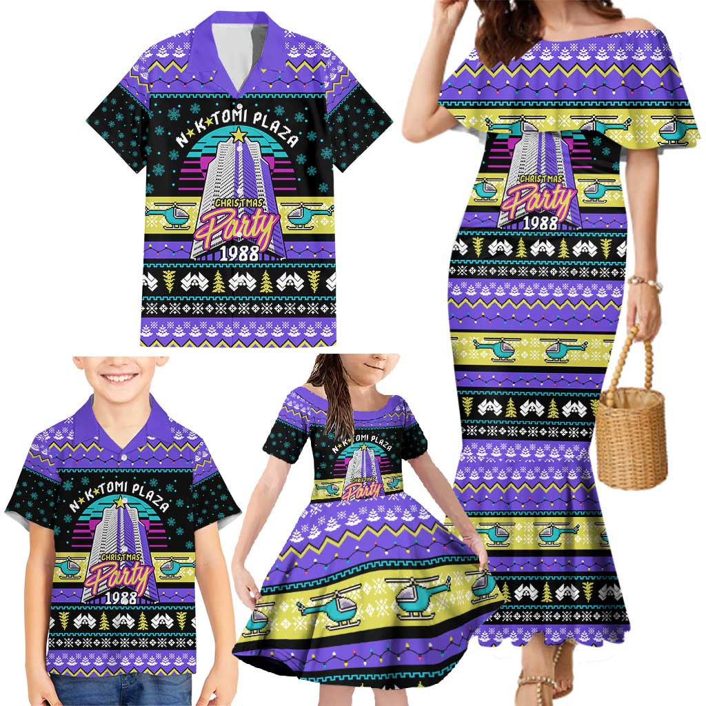 Christmas Party 1988 Nakatomi Plaza Family Matching Mermaid Dress and Hawaiian Shirt Xmas Holiday Patterns - Wonder Print Shop