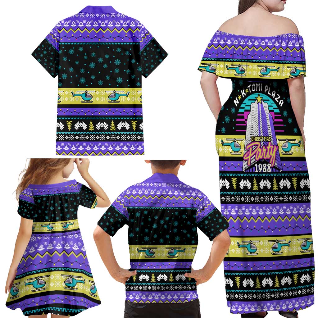 Christmas Party 1988 Nakatomi Plaza Family Matching Off Shoulder Maxi Dress and Hawaiian Shirt Xmas Holiday Patterns - Wonder Print Shop