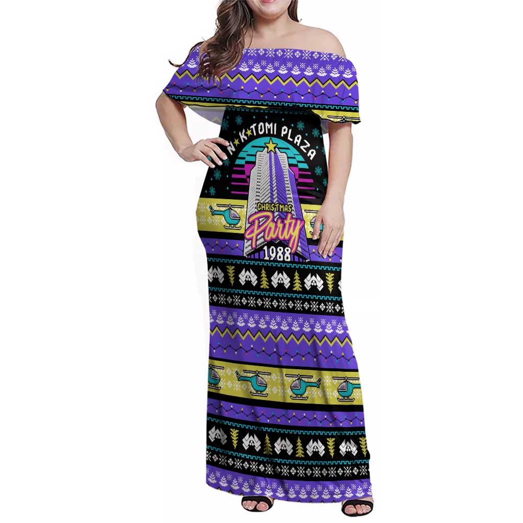 Christmas Party 1988 Nakatomi Plaza Family Matching Off Shoulder Maxi Dress and Hawaiian Shirt Xmas Holiday Patterns - Wonder Print Shop