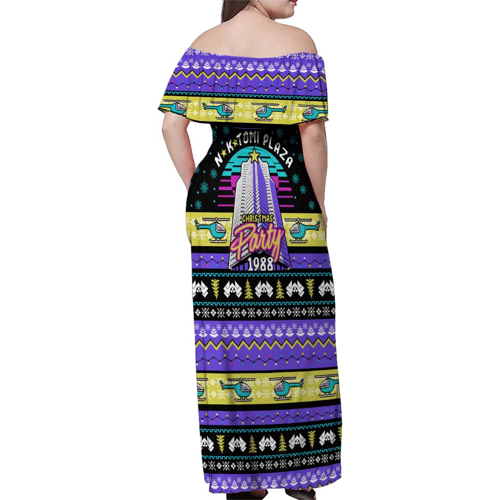 Christmas Party 1988 Nakatomi Plaza Family Matching Off Shoulder Maxi Dress and Hawaiian Shirt Xmas Holiday Patterns - Wonder Print Shop