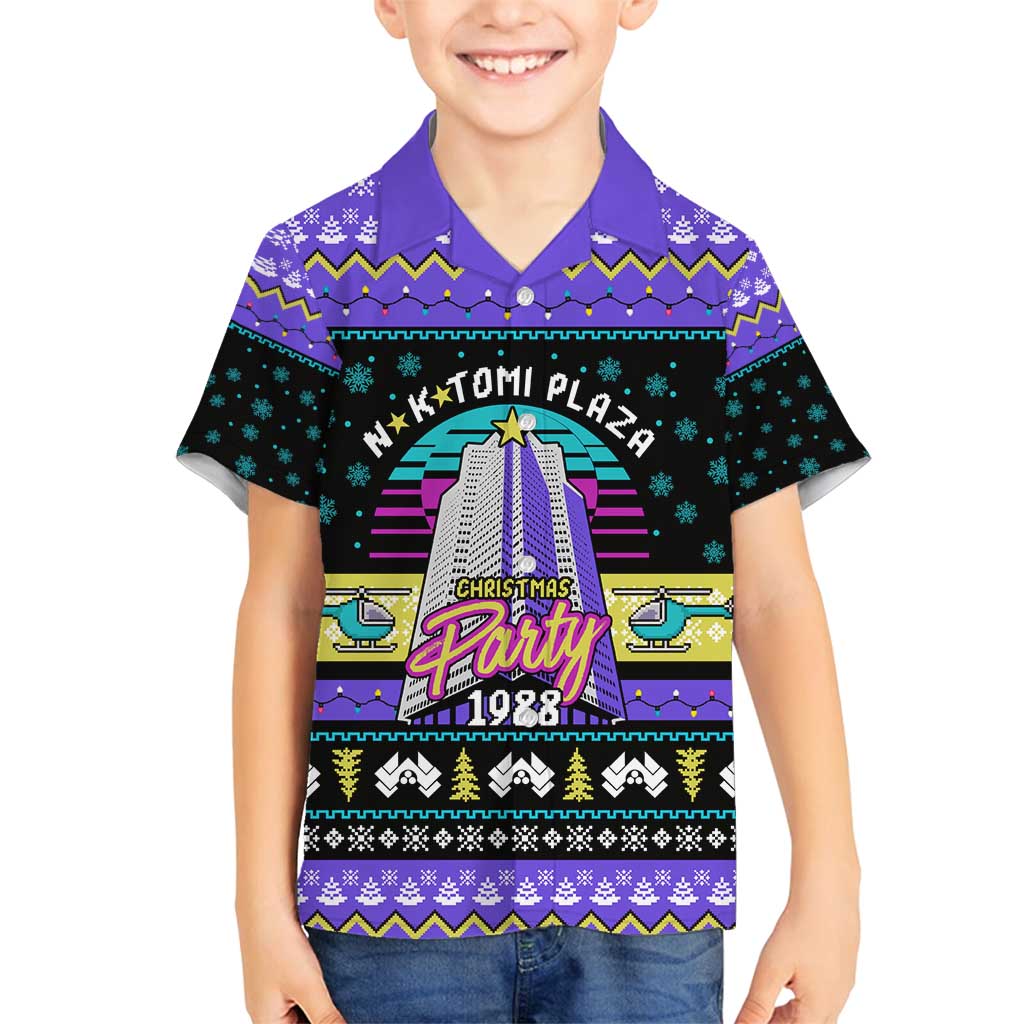 Christmas Party 1988 Nakatomi Plaza Family Matching Off Shoulder Short Dress and Hawaiian Shirt Xmas Holiday Patterns - Wonder Print Shop