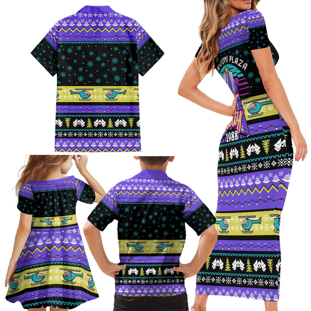 Christmas Party 1988 Nakatomi Plaza Family Matching Short Sleeve Bodycon Dress and Hawaiian Shirt Xmas Holiday Patterns - Wonder Print Shop