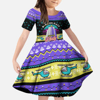 Christmas Party 1988 Nakatomi Plaza Kid Short Sleeve Dress Xmas Holiday Patterns - Wonder Print Shop