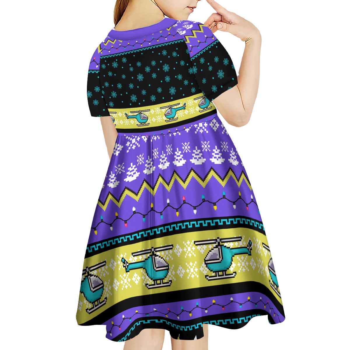 Christmas Party 1988 Nakatomi Plaza Kid Short Sleeve Dress Xmas Holiday Patterns - Wonder Print Shop