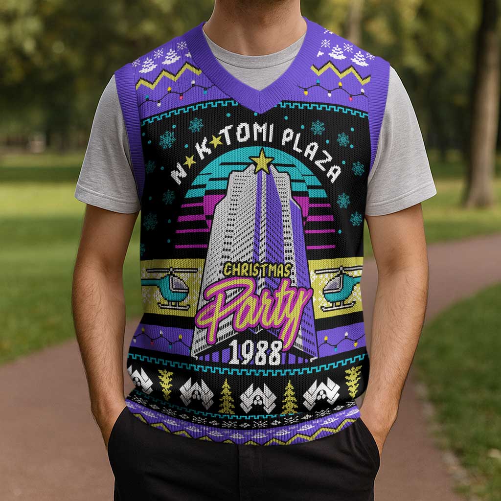 Christmas Party 1988 Nakatomi Plaza Christmas Knitted V-Neck Vest Xmas Holiday Patterns - Wonder Print Shop