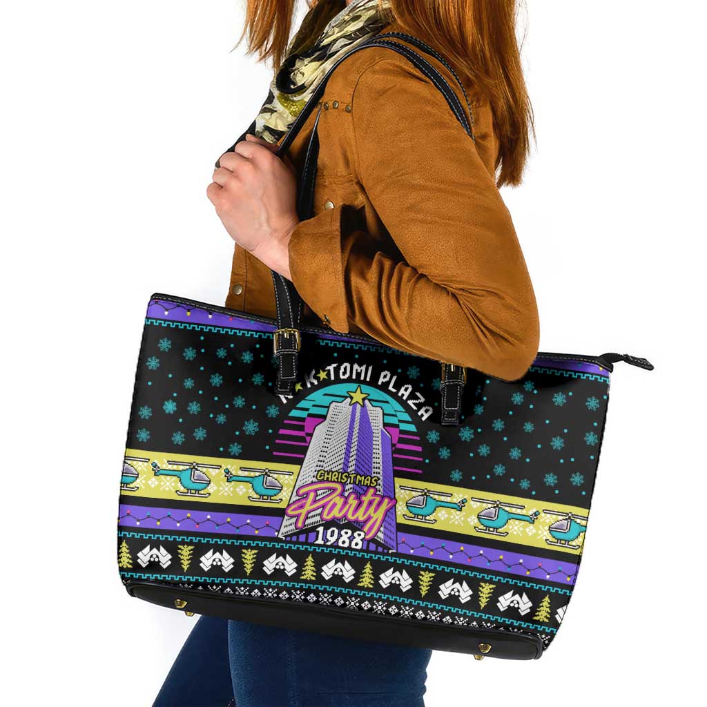 Christmas Party 1988 Nakatomi Plaza Leather Tote Bag Xmas Holiday Patterns - Wonder Print Shop