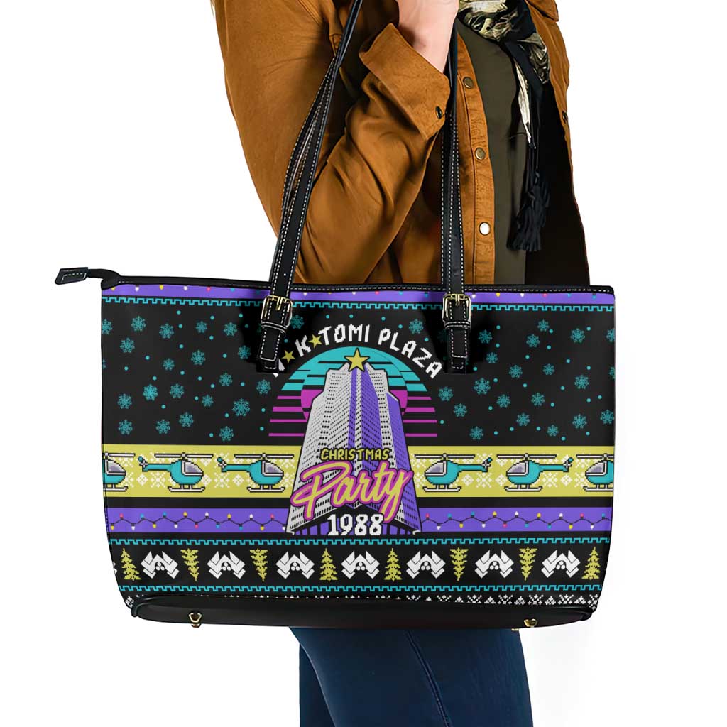 Christmas Party 1988 Nakatomi Plaza Leather Tote Bag Xmas Holiday Patterns - Wonder Print Shop