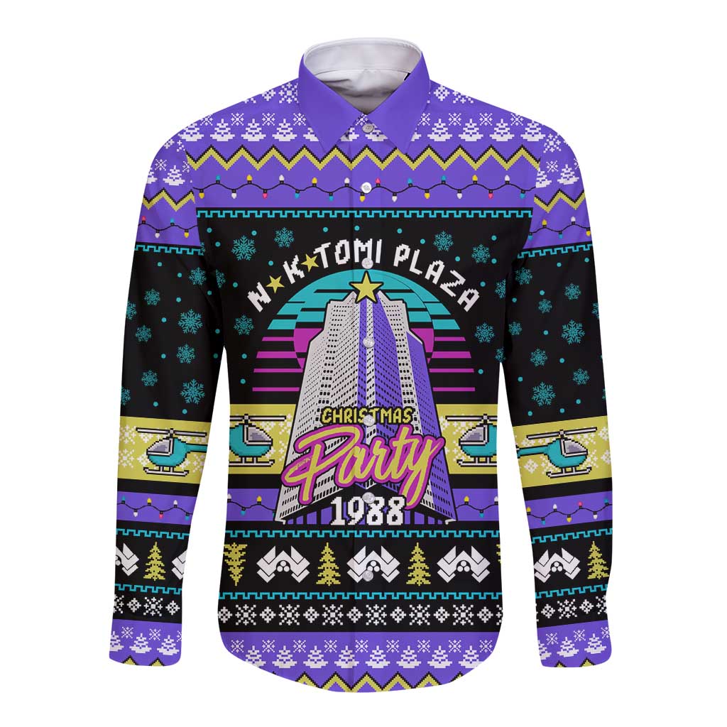 Christmas Party 1988 Nakatomi Plaza Long Sleeve Button Shirt Xmas Holiday Patterns - Wonder Print Shop