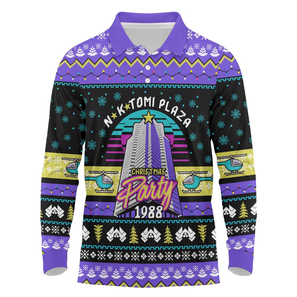 Christmas Party 1988 Nakatomi Plaza Long Sleeve Polo Shirt Xmas Holiday Patterns - Wonder Print Shop