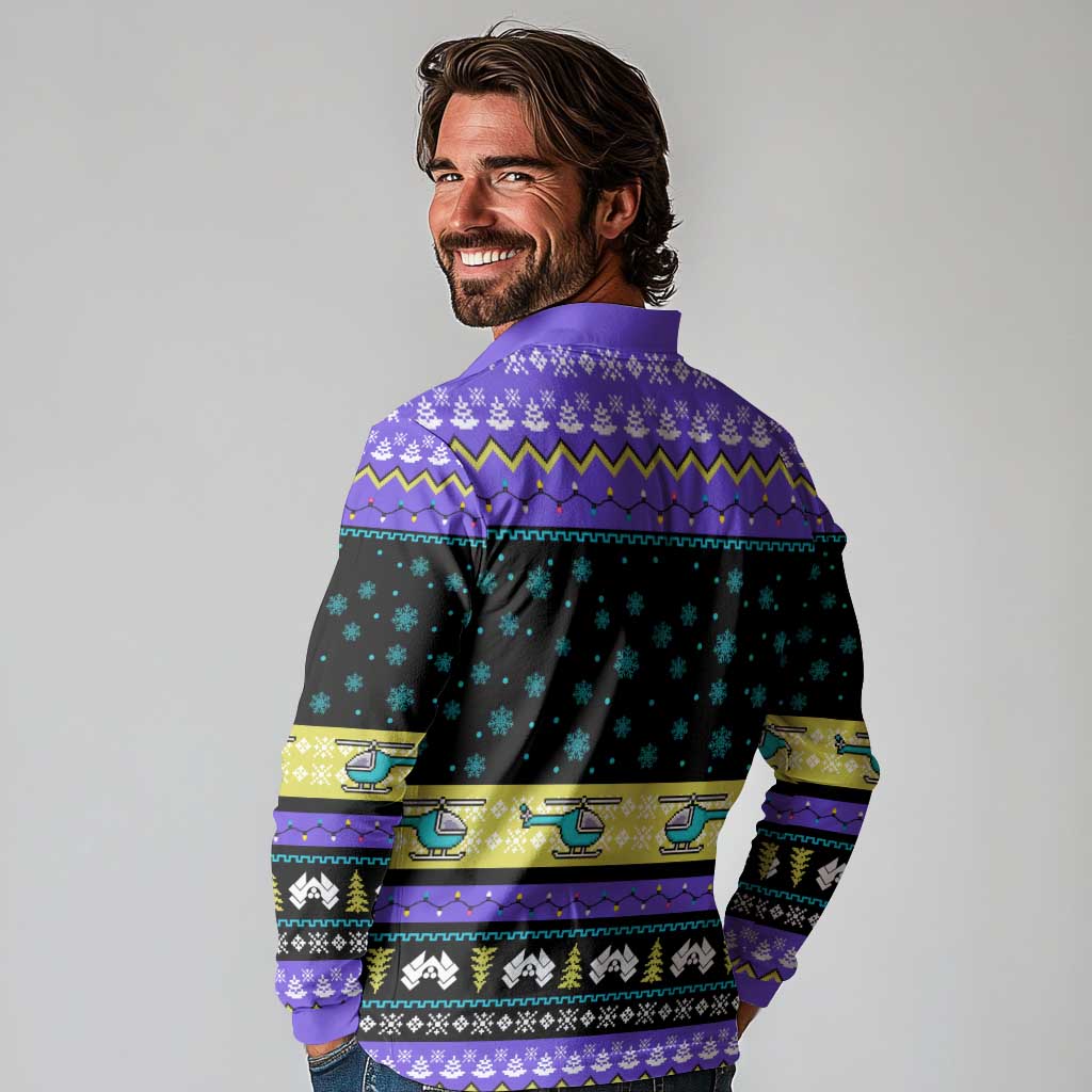 Christmas Party 1988 Nakatomi Plaza Long Sleeve Polo Shirt Xmas Holiday Patterns - Wonder Print Shop