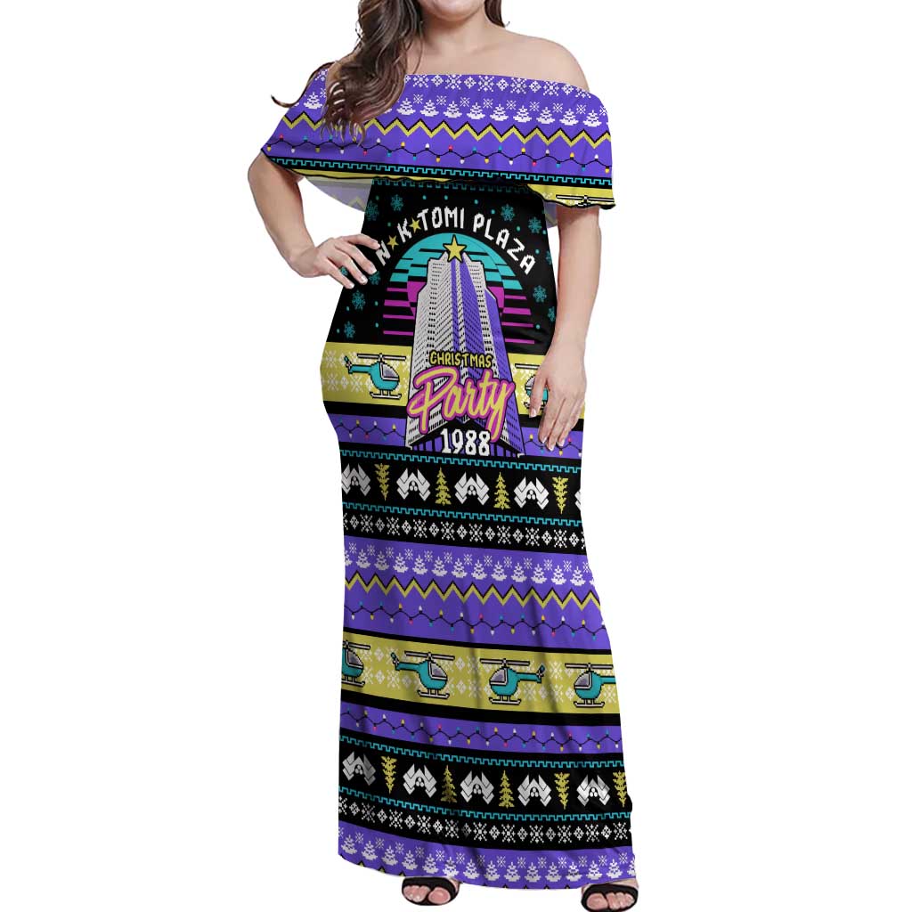 Christmas Party 1988 Nakatomi Plaza Off Shoulder Maxi Dress Xmas Holiday Patterns - Wonder Print Shop