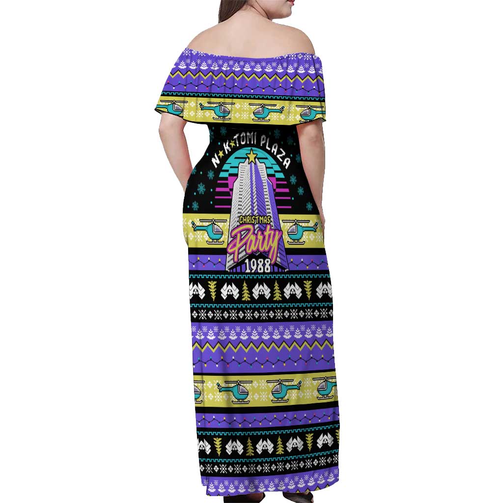 Christmas Party 1988 Nakatomi Plaza Off Shoulder Maxi Dress Xmas Holiday Patterns - Wonder Print Shop