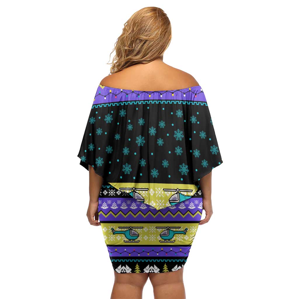 Christmas Party 1988 Nakatomi Plaza Off Shoulder Short Dress Xmas Holiday Patterns - Wonder Print Shop