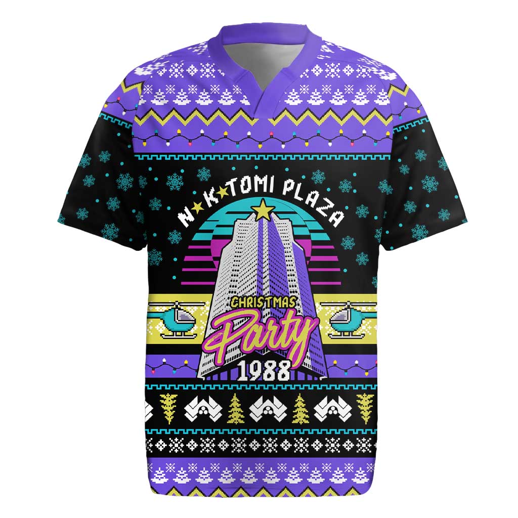 Christmas Party 1988 Nakatomi Plaza Rugby Jersey Xmas Holiday Patterns - Wonder Print Shop