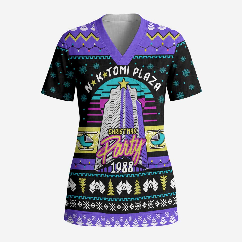 Christmas Party 1988 Nakatomi Plaza Scrub Top Xmas Holiday Patterns - Wonder Print Shop