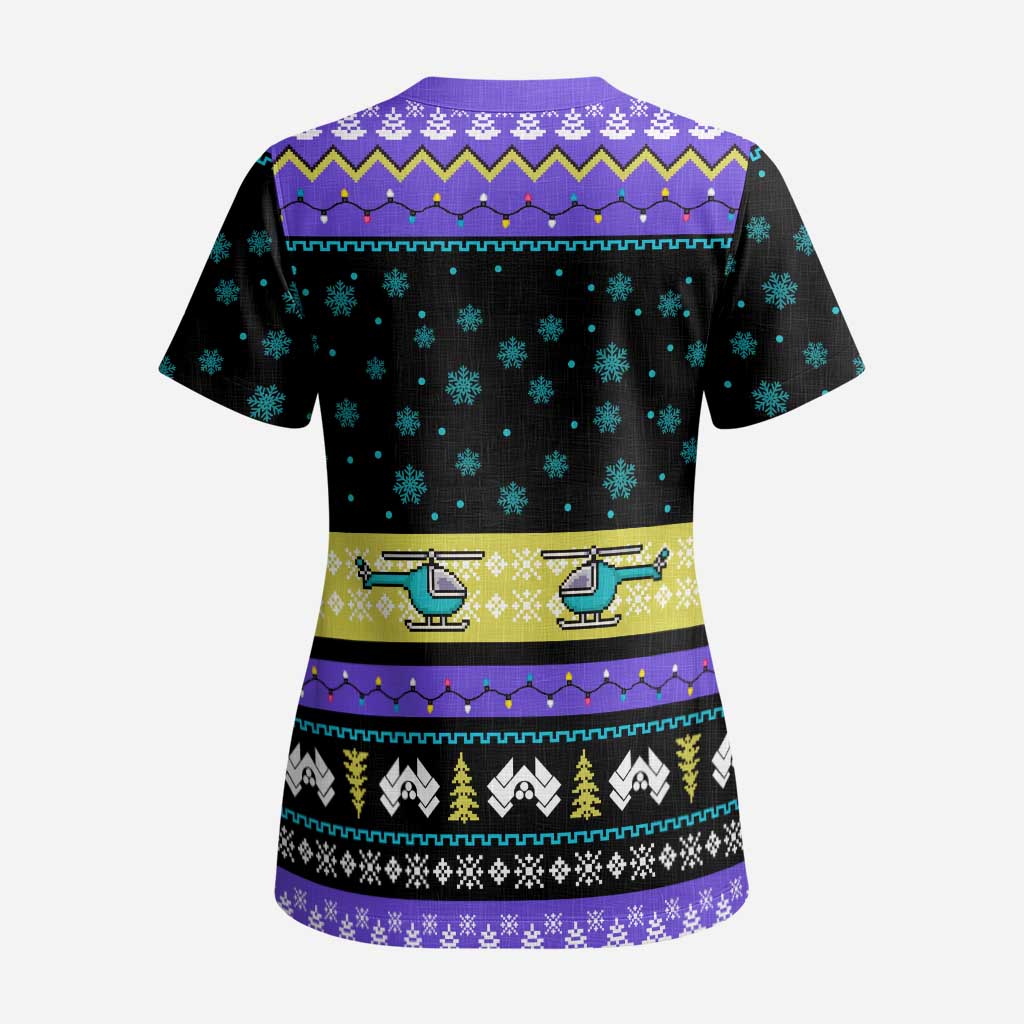 Christmas Party 1988 Nakatomi Plaza Scrub Top Xmas Holiday Patterns - Wonder Print Shop