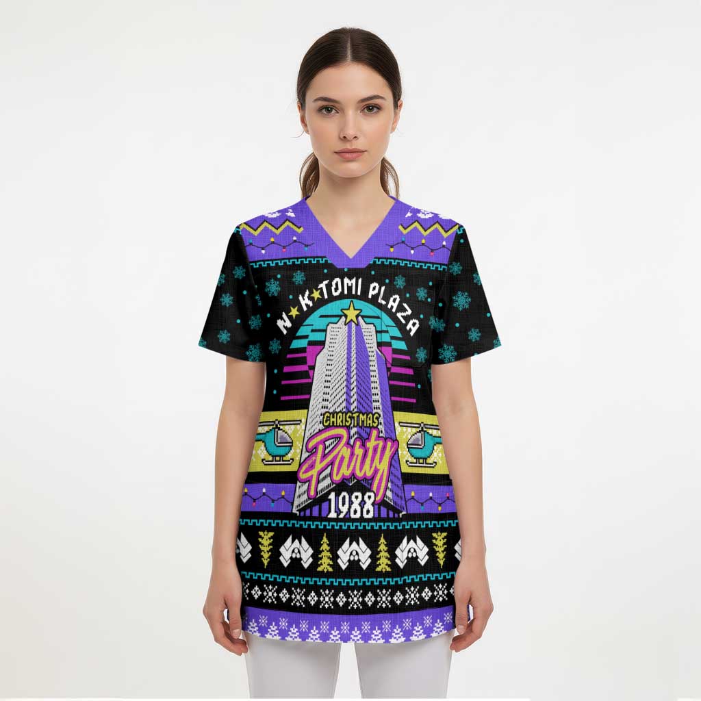Christmas Party 1988 Nakatomi Plaza Scrub Top Xmas Holiday Patterns - Wonder Print Shop
