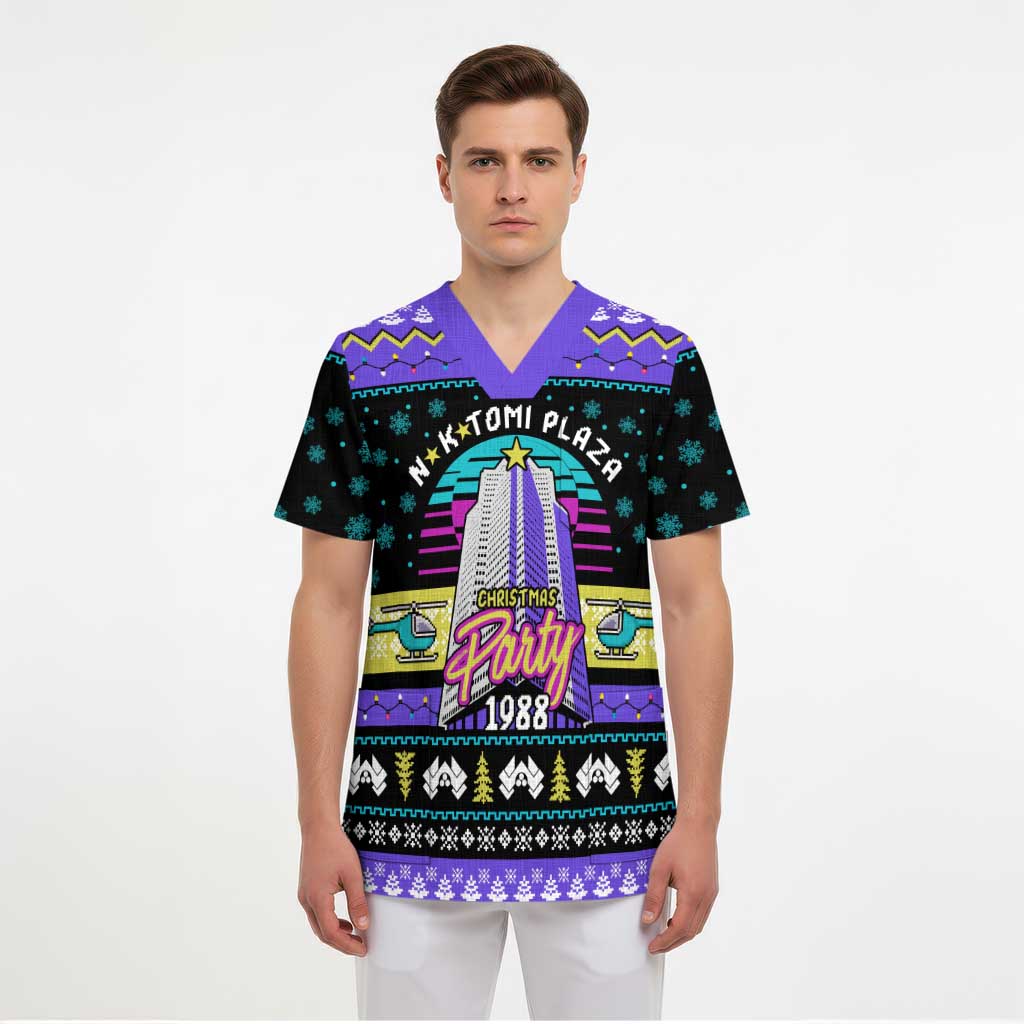 Christmas Party 1988 Nakatomi Plaza Scrub Top Xmas Holiday Patterns - Wonder Print Shop