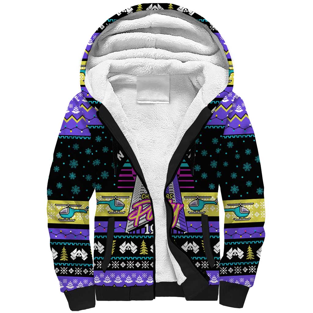Christmas Party 1988 Nakatomi Plaza Sherpa Hoodie Xmas Holiday Patterns - Wonder Print Shop