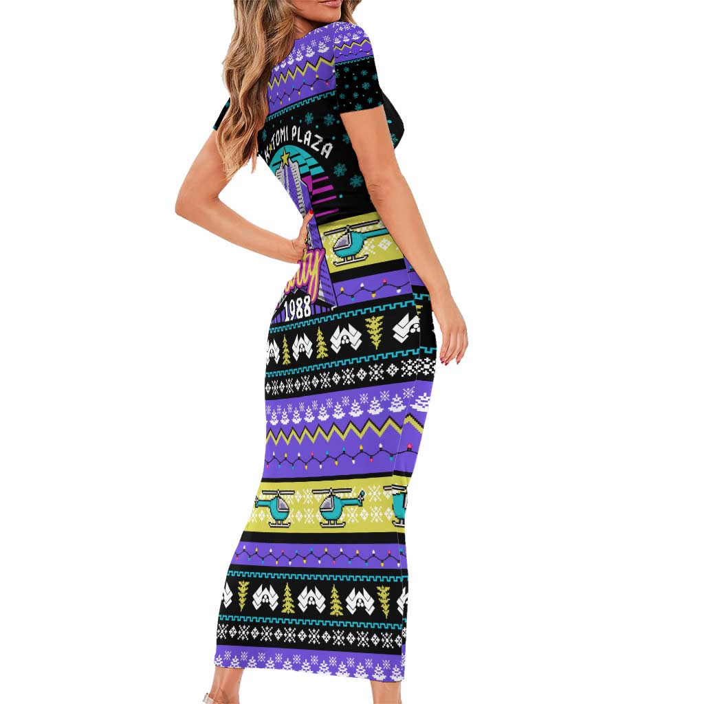 Christmas Party 1988 Nakatomi Plaza Short Sleeve Bodycon Dress Xmas Holiday Patterns - Wonder Print Shop