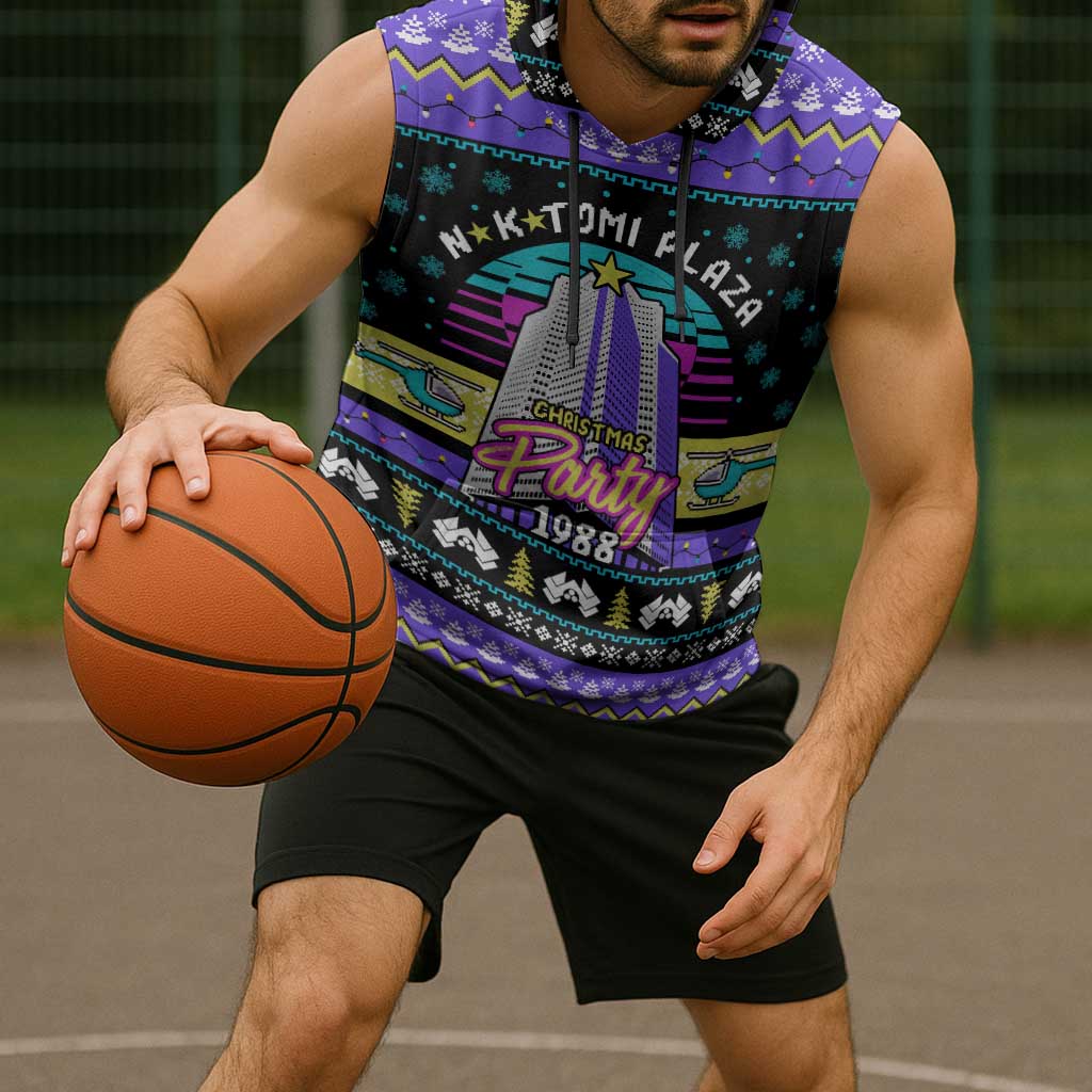Christmas Party 1988 Nakatomi Plaza Sleeveless Hoodie Xmas Holiday Patterns - Wonder Print Shop