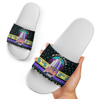 Christmas Party 1988 Nakatomi Plaza Slide Sandals Xmas Holiday Patterns - Wonder Print Shop