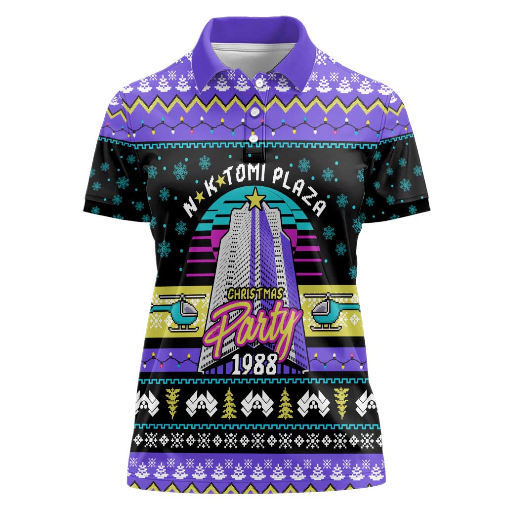 Christmas Party 1988 Nakatomi Plaza Women Polo Shirt Xmas Holiday Patterns - Wonder Print Shop