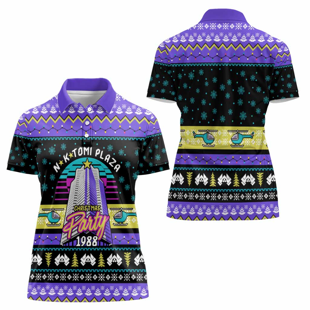 Christmas Party 1988 Nakatomi Plaza Women Polo Shirt Xmas Holiday Patterns - Wonder Print Shop