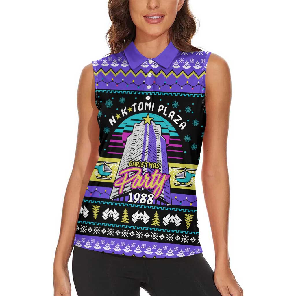 Christmas Party 1988 Nakatomi Plaza Women Sleeveless Polo Shirt Xmas Holiday Patterns - Wonder Print Shop