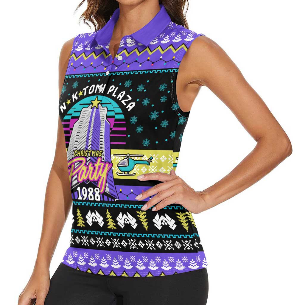 Christmas Party 1988 Nakatomi Plaza Women Sleeveless Polo Shirt Xmas Holiday Patterns - Wonder Print Shop