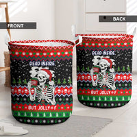Dead Inside But Jolly Af Christmas Skeleton Laundry Basket Xmas Holiday Patterns - Wonder Print Shop