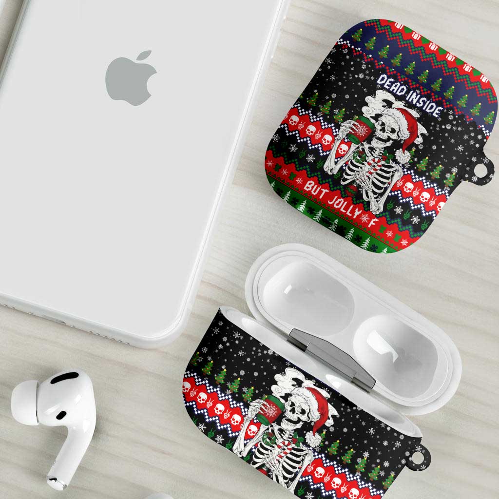 Dead Inside But Jolly Af Christmas Skeleton AirPods Case Xmas Holiday Patterns - Wonder Print Shop