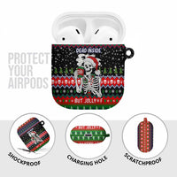 Dead Inside But Jolly Af Christmas Skeleton AirPods Case Xmas Holiday Patterns - Wonder Print Shop