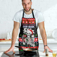 Dead Inside But Jolly Af Christmas Skeleton Apron Xmas Holiday Patterns - Wonder Print Shop