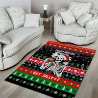 Dead Inside But Jolly Af Christmas Skeleton Area Rug Xmas Holiday Patterns - Wonder Print Shop