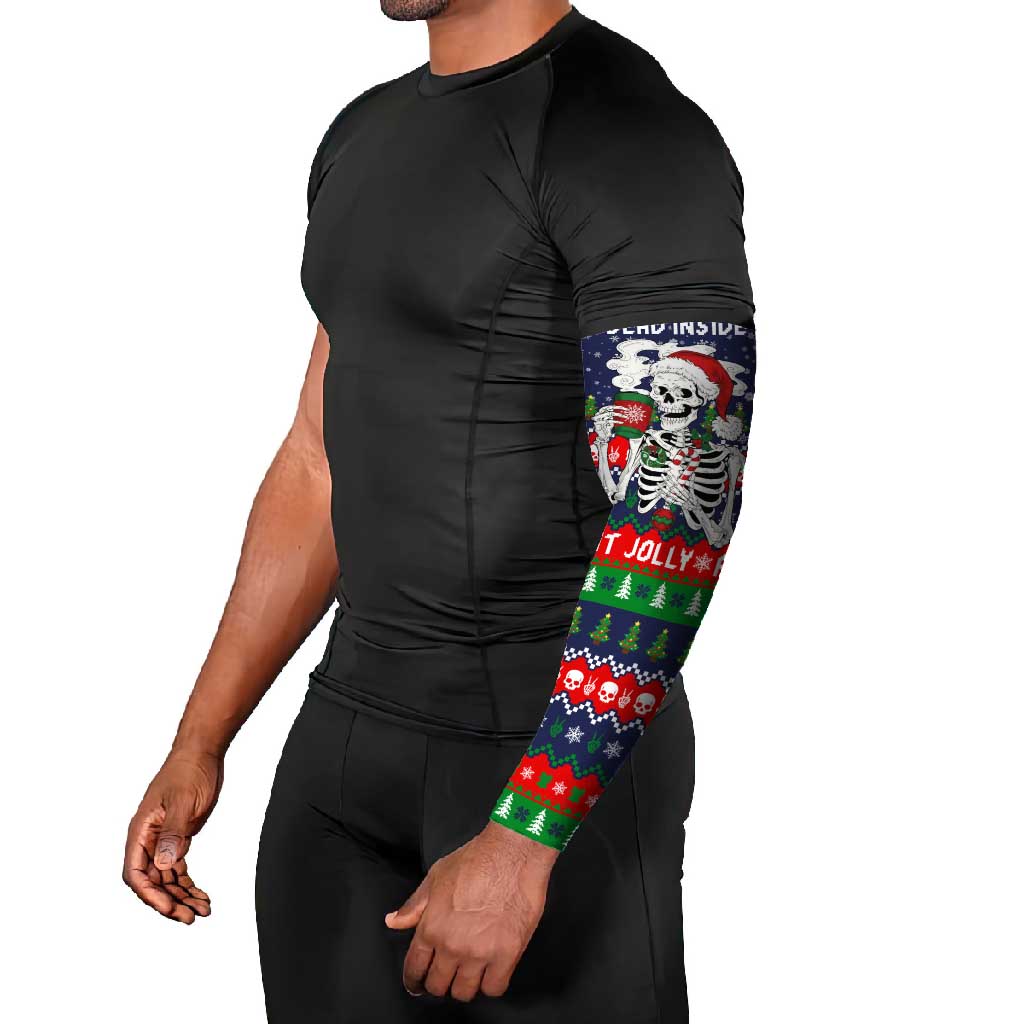 Dead Inside But Jolly Af Christmas Skeleton Arm Sleeves Xmas Holiday Patterns - Wonder Print Shop