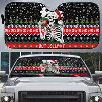 Dead Inside But Jolly Af Christmas Skeleton Auto Sun Shade Xmas Holiday Patterns - Wonder Print Shop