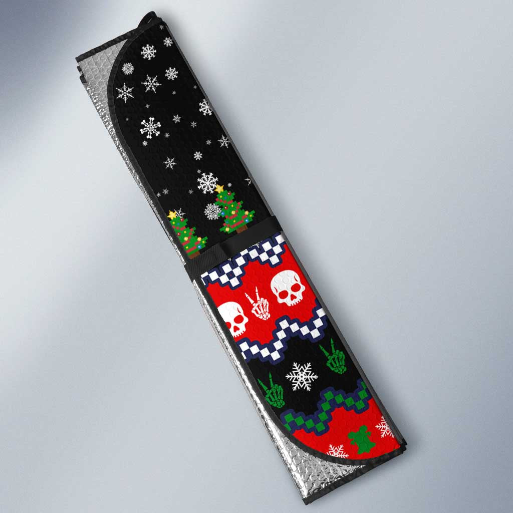Dead Inside But Jolly Af Christmas Skeleton Auto Sun Shade Xmas Holiday Patterns - Wonder Print Shop