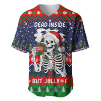 Dead Inside But Jolly Af Christmas Skeleton Baseball Jersey Xmas Holiday Patterns - Wonder Print Shop