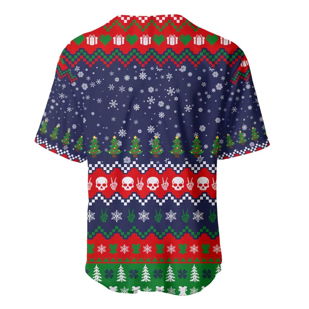Dead Inside But Jolly Af Christmas Skeleton Baseball Jersey Xmas Holiday Patterns - Wonder Print Shop