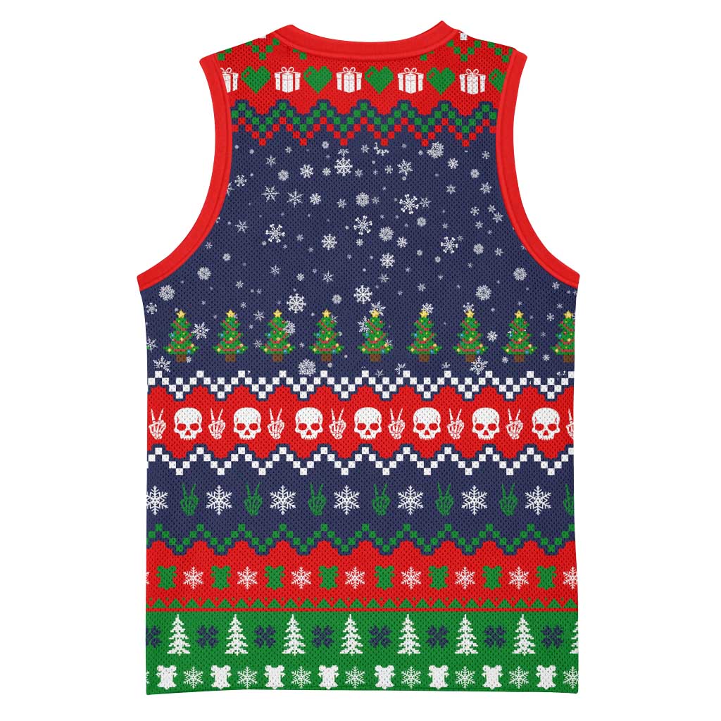 Dead Inside But Jolly Af Christmas Skeleton Basketball Jersey Xmas Holiday Patterns - Wonder Print Shop