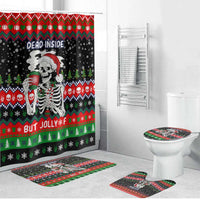 Dead Inside But Jolly Af Christmas Skeleton Bathroom Set Xmas Holiday Patterns - Wonder Print Shop