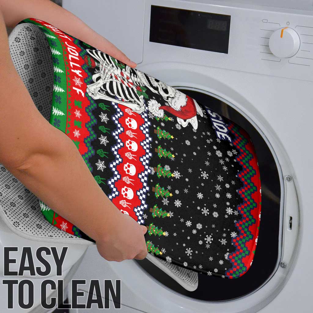 Dead Inside But Jolly Af Christmas Skeleton Bathroom Set Xmas Holiday Patterns - Wonder Print Shop