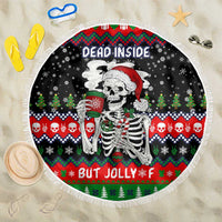 Dead Inside But Jolly Af Christmas Skeleton Beach Blanket Xmas Holiday Patterns - Wonder Print Shop