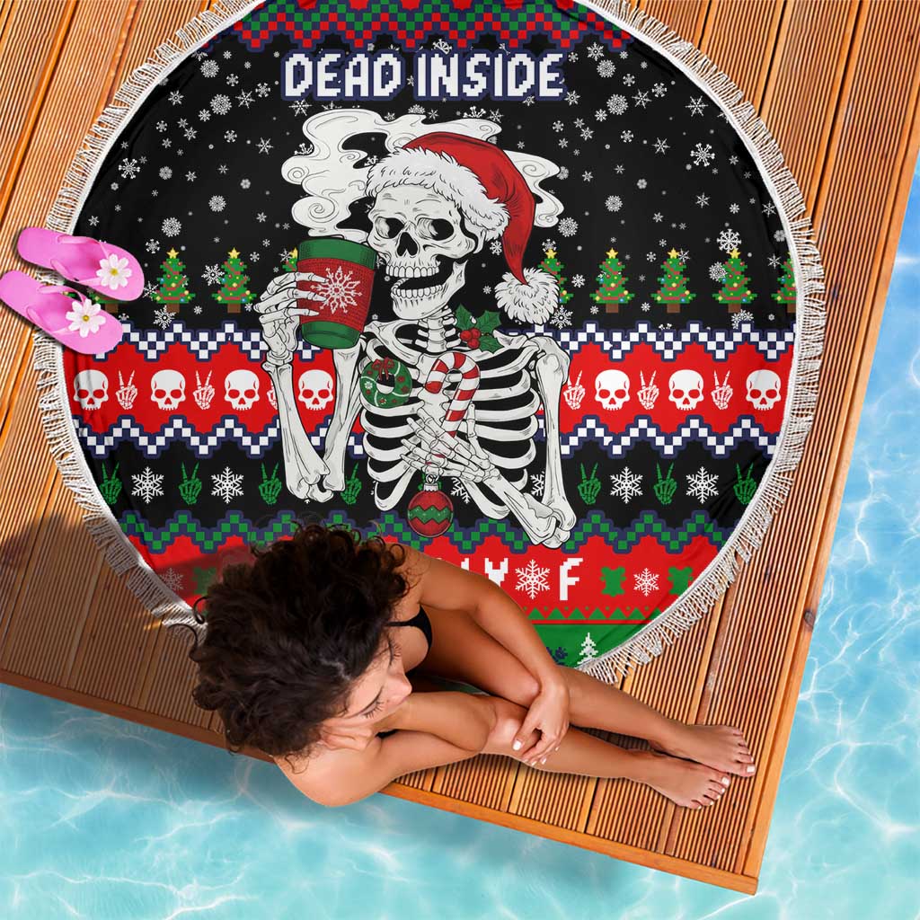 Dead Inside But Jolly Af Christmas Skeleton Beach Blanket Xmas Holiday Patterns - Wonder Print Shop