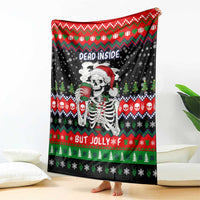Dead Inside But Jolly Af Christmas Skeleton Blanket Xmas Holiday Patterns - Wonder Print Shop