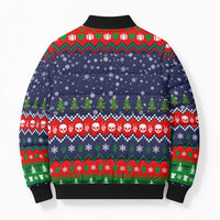 Dead Inside But Jolly Af Christmas Skeleton Bomber Puffer Jacket Xmas Holiday Patterns - Wonder Print Shop