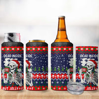Dead Inside But Jolly Af Christmas Skeleton 4 in 1 Can Cooler Tumbler Xmas Holiday Patterns - Wonder Print Shop