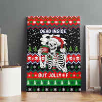 Dead Inside But Jolly Af Christmas Skeleton Canvas Wall Art Xmas Holiday Patterns - Wonder Print Shop