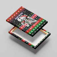 Dead Inside But Jolly Af Christmas Skeleton Canvas Wall Art Xmas Holiday Patterns - Wonder Print Shop